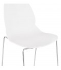 Tabouret snack mi-hauteur BERLIN MINI blanc empilable avec pied en métal chromé - 