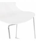 Tabouret snack mi-hauteur BERLIN MINI blanc empilable avec pied en métal chromé - 