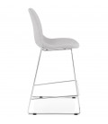 Tabouret snack mi-hauteur empilable FAKIR MINI en tissu gris clair et pied en métal chromé - 