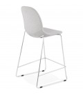 Tabouret snack mi-hauteur empilable FAKIR MINI en tissu gris clair et pied en métal chromé - 