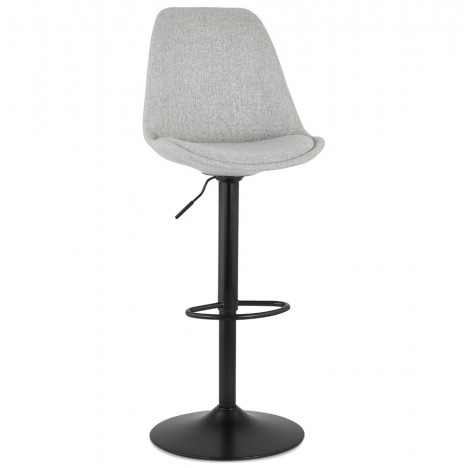 Tabouret réglable CAMPUS en tissu gris et pied noir - 