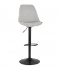 Tabouret réglable CAMPUS en tissu gris et pied noir - 