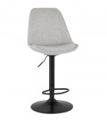 Tabouret réglable CAMPUS en tissu gris et pied noir - 