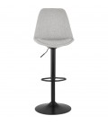 Tabouret réglable CAMPUS en tissu gris et pied noir - 