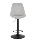 Tabouret réglable CAMPUS en tissu gris et pied noir - 