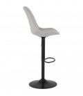 Tabouret réglable CAMPUS en tissu gris et pied noir - 