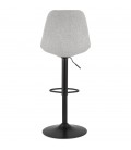 Tabouret réglable CAMPUS en tissu gris et pied noir - 