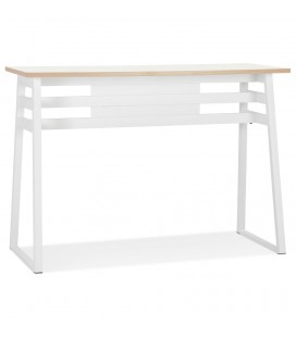 Table de bar haute NIKI bois et métal blanc 150x60 cm