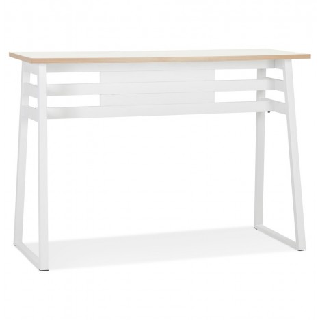 Table de bar haute NIKI bois et métal blanc 150x60 cm - 