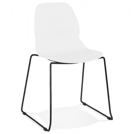 Chaise design NUMERIK blanche avec pieds en métal noir - 