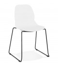 Chaise design NUMERIK blanche avec pieds en métal noir - 