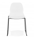 Chaise design NUMERIK blanche avec pieds en métal noir - 