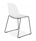 Chaise design NUMERIK blanche avec pieds en métal noir - 