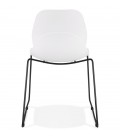 Chaise design NUMERIK blanche avec pieds en métal noir - 