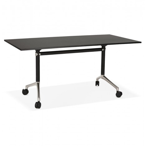 Bureau pliant FLEXO noir sur roulettes 160x80 cm - 