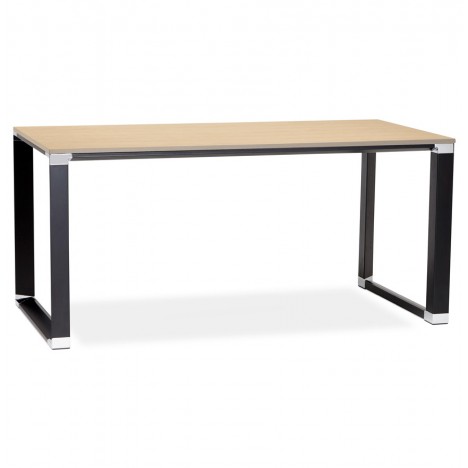 Bureau droit design XLINE en bois finition naturelle et métal noir 160x80 cm - 