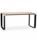 Bureau droit design XLINE en bois finition naturelle et métal noir 160x80 cm - 