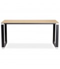 Bureau droit design XLINE en bois finition naturelle et métal noir 160x80 cm - 