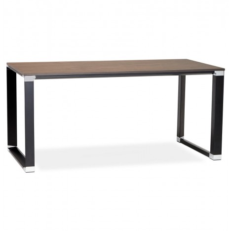 Bureau droit design XLINE en bois finition Noyer et métal noir 160x80 cm - 