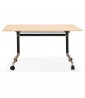 Bureau pliable FLEXO sur roulettes en bois finition naturelle 140x70 cm - 