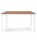 Table de réunion ou bureau bench AMADEUS SQUARE en bois finition Noyer et métal blanc -160x160 cm - 