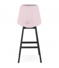 Tabouret de bar MORISS en velours rose et pieds en bois noir - 
