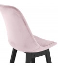 Tabouret de bar MORISS en velours rose et pieds en bois noir - 