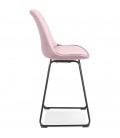 Tabouret snack mi-hauteur BULLY MINI en velours rose et pieds en métal noir - 