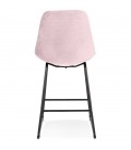 Tabouret snack mi-hauteur BULLY MINI en velours rose et pieds en métal noir - 