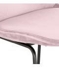 Tabouret snack mi-hauteur BULLY MINI en velours rose et pieds en métal noir - 