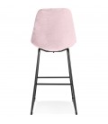 Tabouret de bar BULLY en velours rose et pieds en métal noir - 