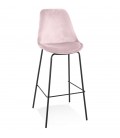 Tabouret de bar SPARK en velours rose et pieds en métal noir - 