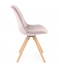 Chaise vintage RICKY en velours rose et pieds en bois naturel - 