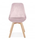 Chaise en velours rose JOE avec structure en bois naturel - 