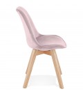 Chaise en velours rose JOE avec structure en bois naturel - 