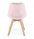 Chaise en velours rose JOE avec structure en bois naturel - 