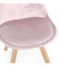 Chaise en velours rose JOE avec structure en bois naturel - 