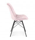 Chaise design ZAZY en velours rose et pieds en métal noir - 