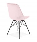 Chaise design ZAZY en velours rose et pieds en métal noir - 