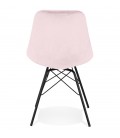 Chaise design ZAZY en velours rose et pieds en métal noir - 