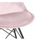 Chaise design ZAZY en velours rose et pieds en métal noir - 