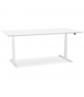 Bureau assis-debout électrique BIONIK'avec plateau en bois et métal blanc 180x90 cm - 