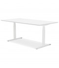 Bureau assis-debout électrique BIONIK'avec plateau en bois et métal blanc 180x90 cm - 