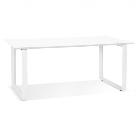 Grand bureau droit de direction GIMINI en bois et métal blanc 180x90 cm - 