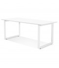 Grand bureau droit de direction GIMINI en bois et métal blanc 180x90 cm - 