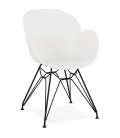 Chaise design SATELIT blanche style industriel avec pieds en métal noir - 