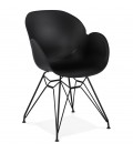 Chaise design SATELIT noire style industriel avec pieds en métal noir - 