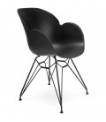 Chaise design SATELIT noire style industriel avec pieds en métal noir - 