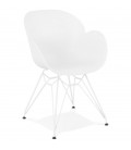 Chaise moderne FIDJI blanche avec pieds en métal blanc - 