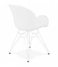 Chaise moderne FIDJI blanche avec pieds en métal blanc - 